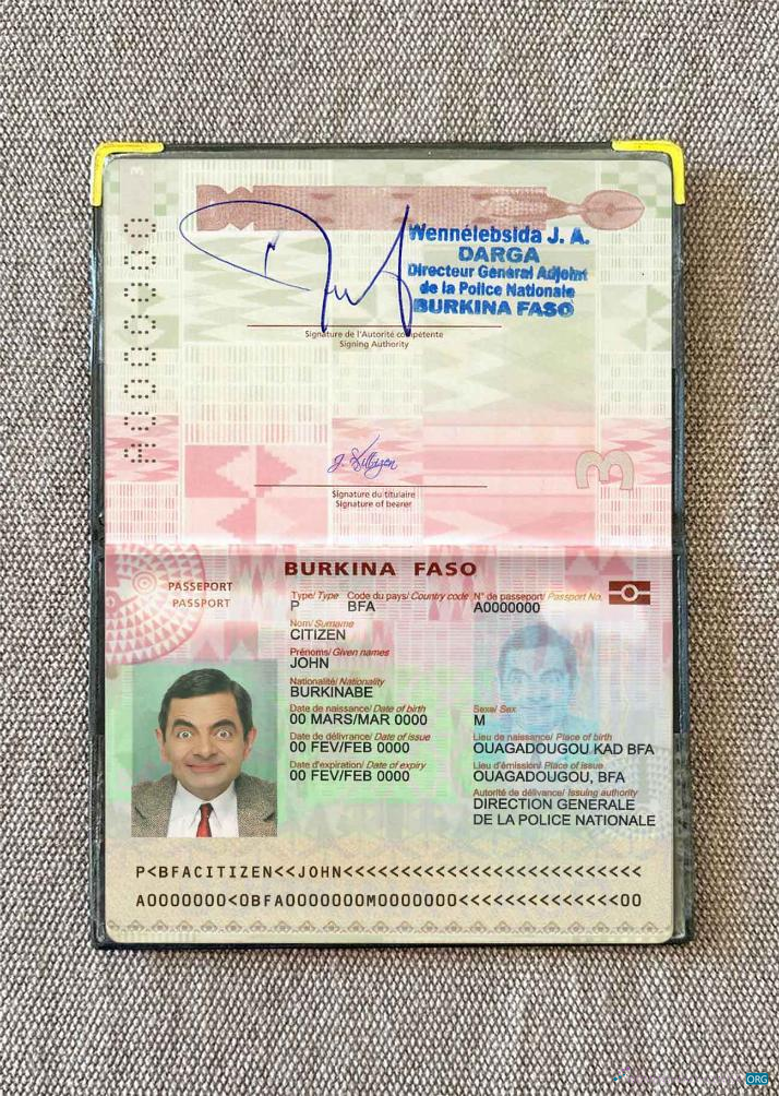 Download Burkina Faso pass (2018 present) photo look Photoshop template